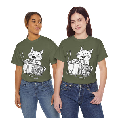 Happy Cat w/Noodles + Yarn Art Tee Shirt