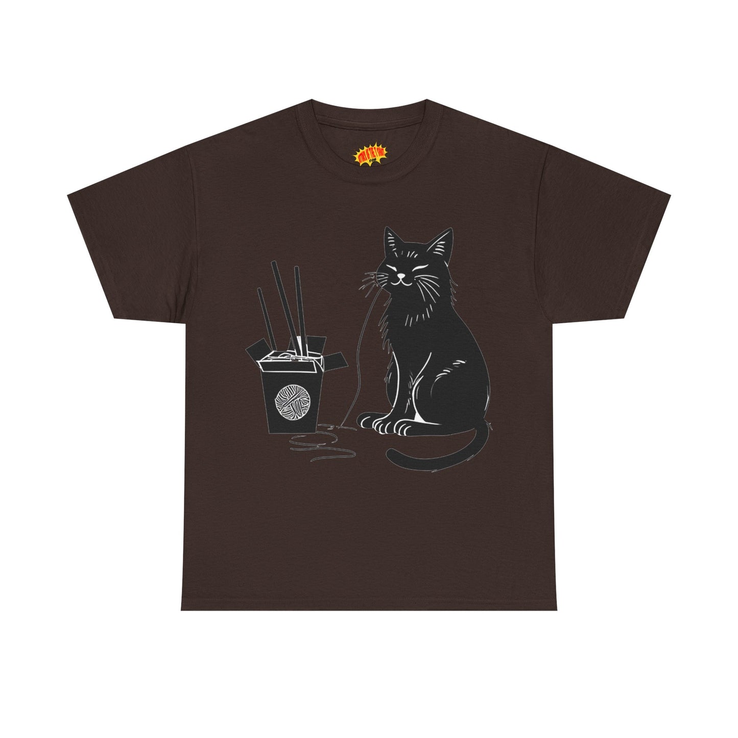 Black Cat w/Takeout Yarn Art Tee Shirt *Multiple Colors*