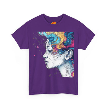 Face w/Color Hair Graphic Art Tee Shirt