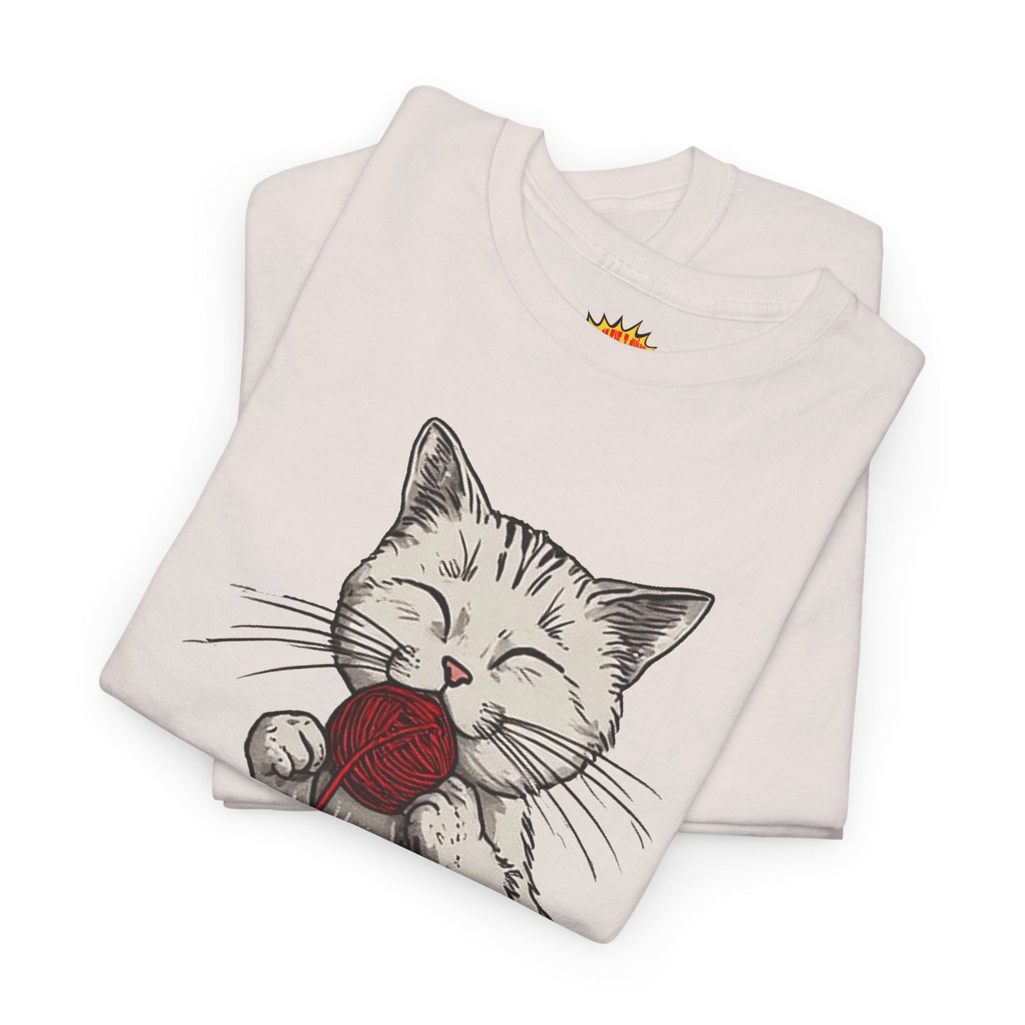 Cat w/Takeout Yarn Noodles Art Tee Shirt *Multiple Colors*