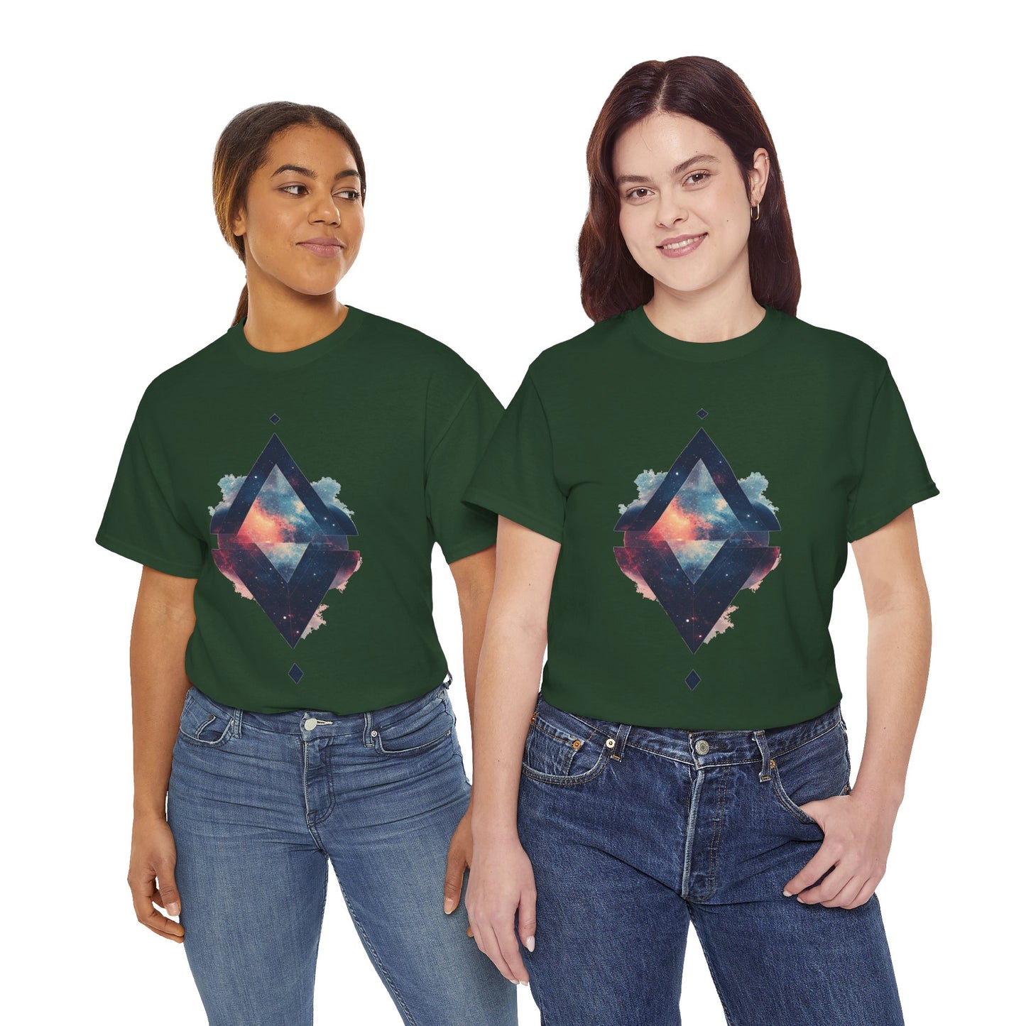 Split Diamond Shape Nebula Graphic Space Art Tee Shirt *Multiple Colors*