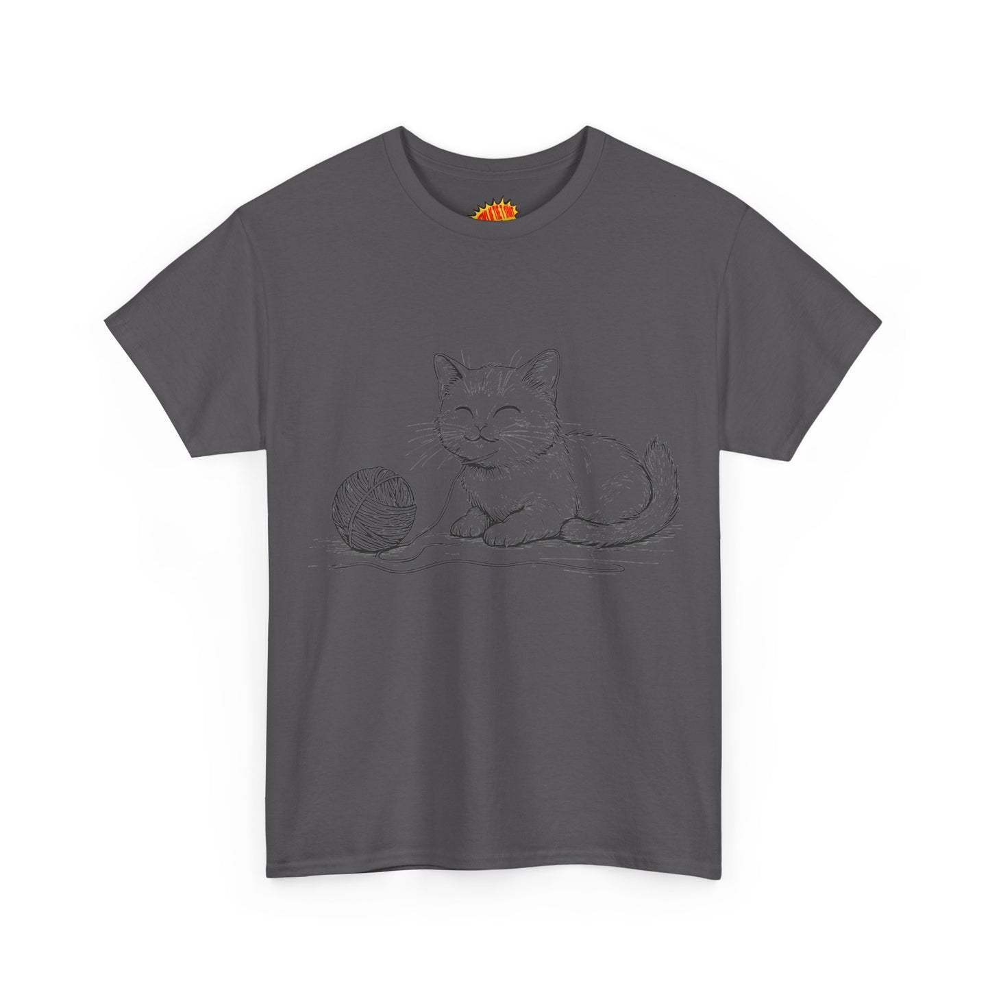 Cat w/Yarn Ball Line Drawing Tee Shirt *Multiple Colors*