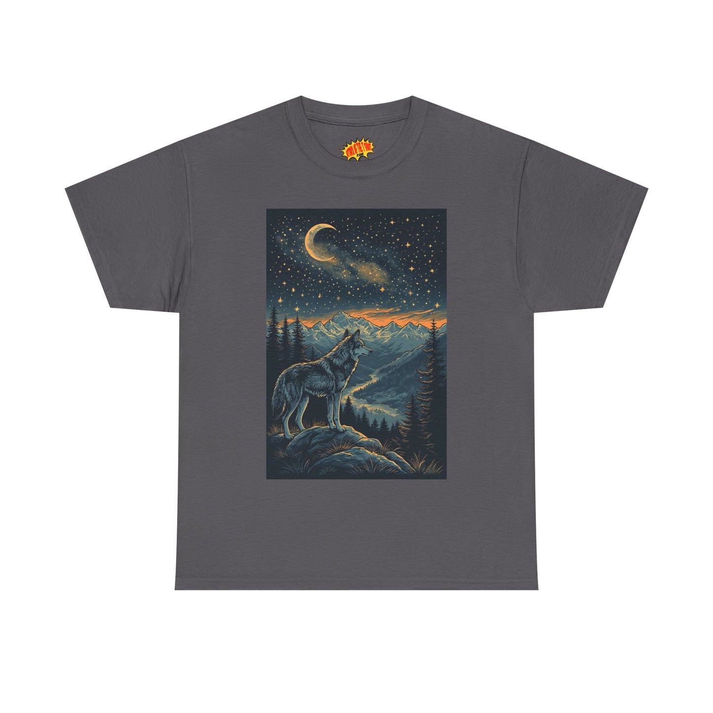 Mountain Wolf Sliver Moon Scene T-Shirt *Multiple Colors*