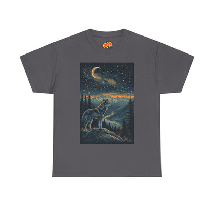 Mountain Wolf Sliver Moon Scene T-Shirt