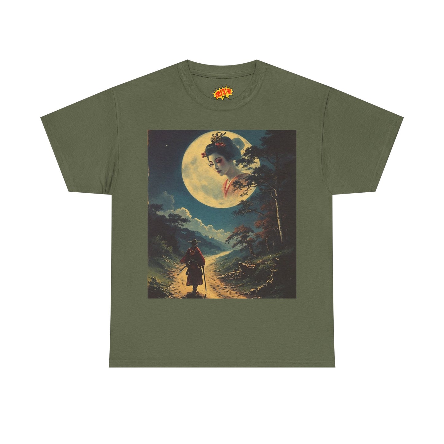 Travelling Samurai w/Full Moon Geisha T-Shirt *Multiple Colors*