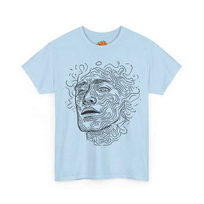 Human Face Line Drawing Portrait Graphic Art Tee Shirt