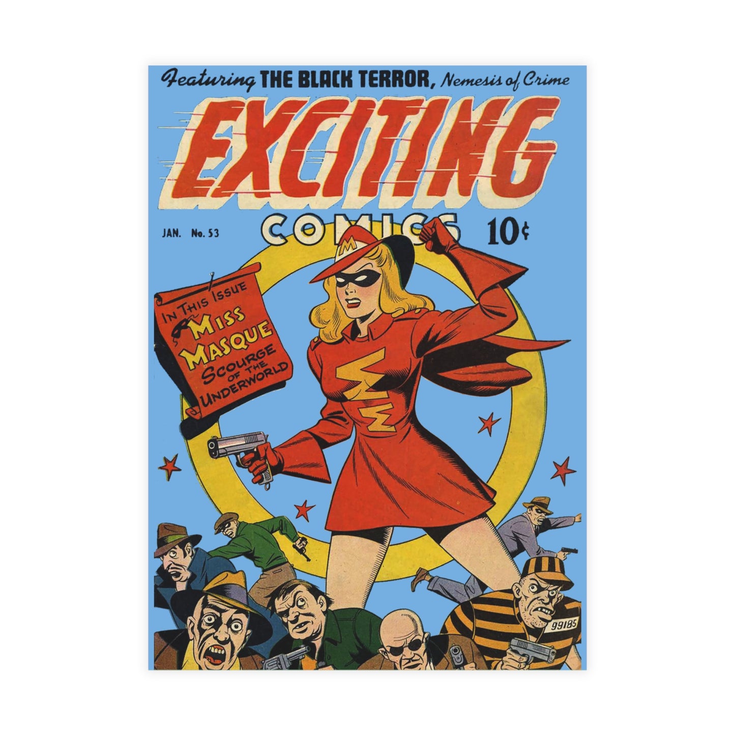 Exciting Comics #53 Feat. Miss Masque Postcards w/Envelopes
