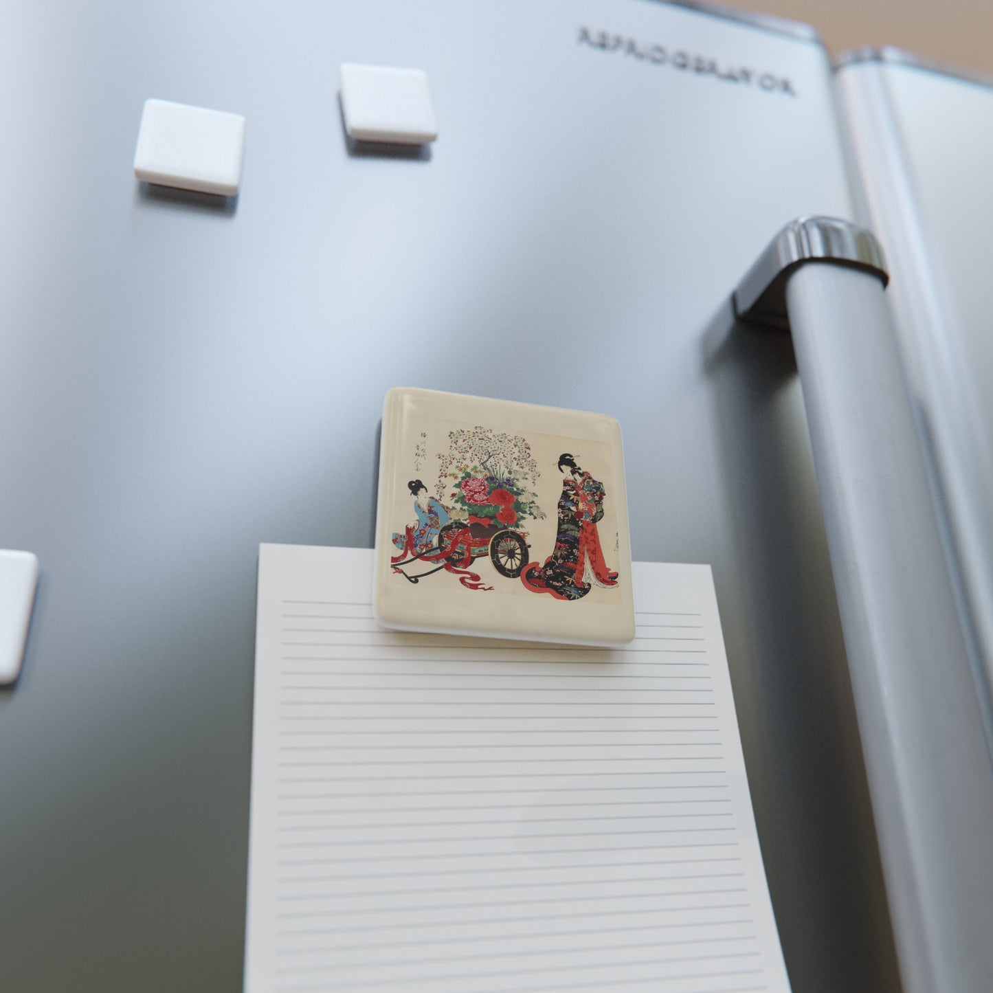 Flower Cart by Chikanobu Porcelain Magnet, Square