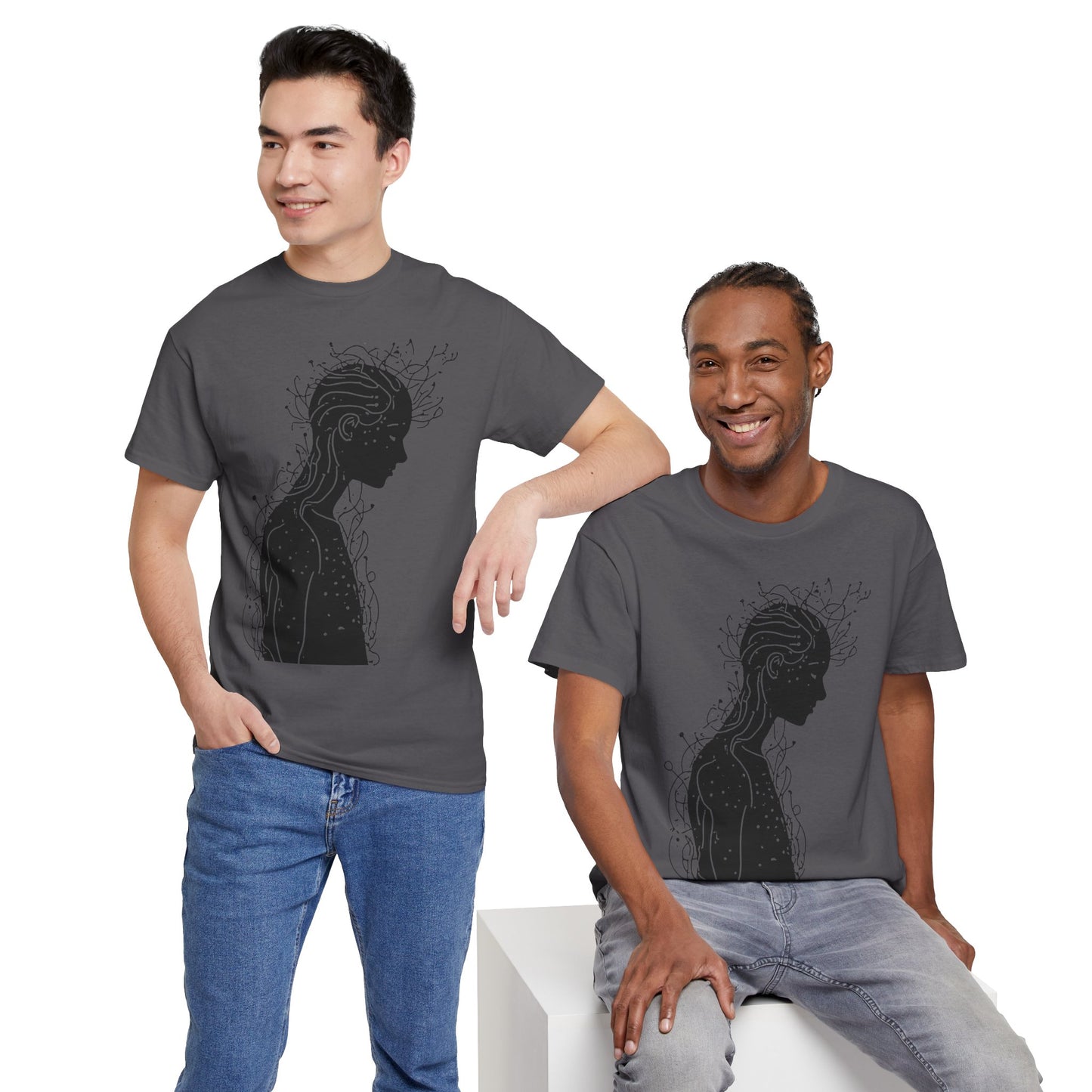 Human Silhouette Line Drawing Graphic Art Tee Shirt *Multiple Colors*