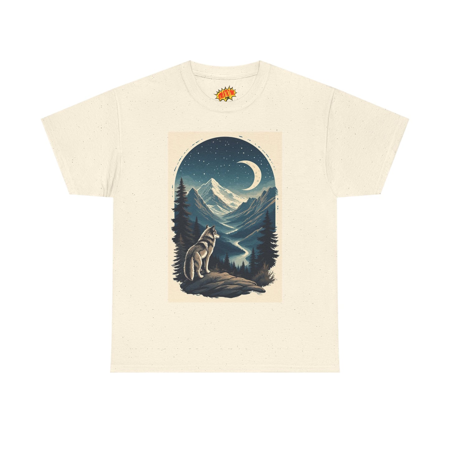 Wolf with Crescent Moon Scene T-Shirt *Multiple Colors*