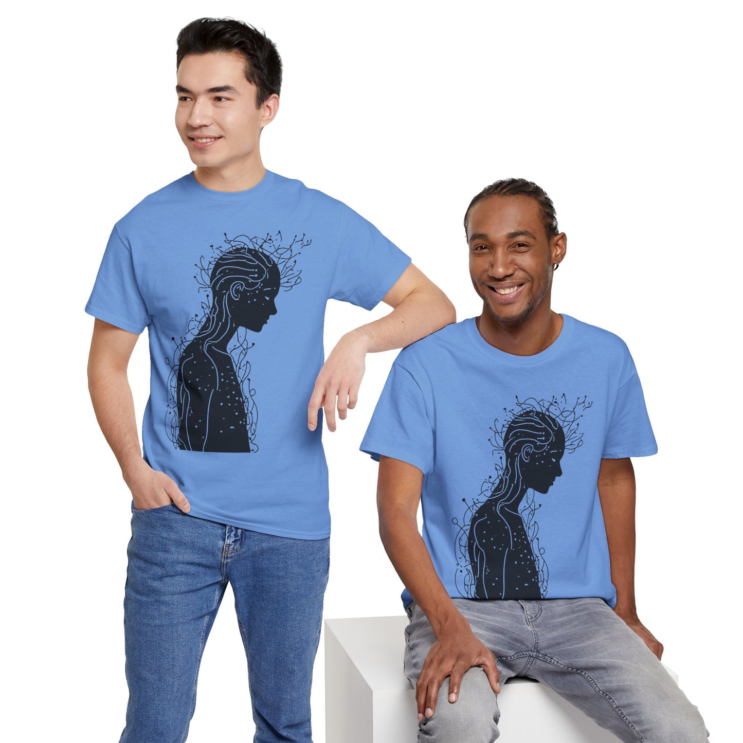 Human Silhouette Line Drawing Graphic Art Tee Shirt *Multiple Colors*