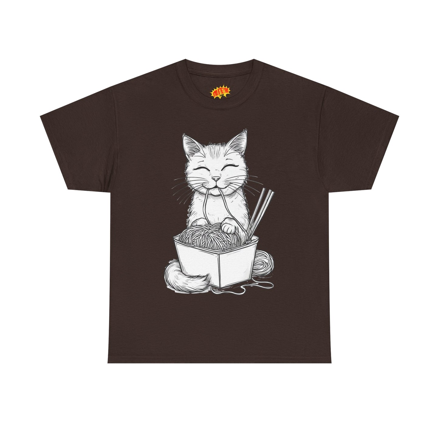 Cat w/Noodles Drawing Art Tee Shirt *Multiple Colors*