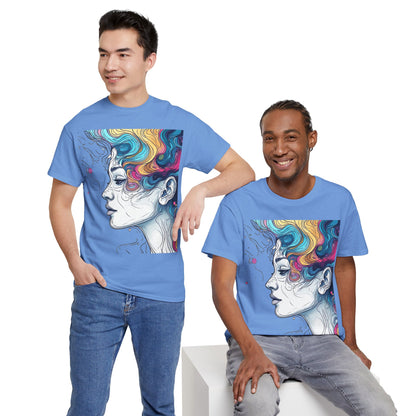 Face w/Color Hair Graphic Art Tee Shirt