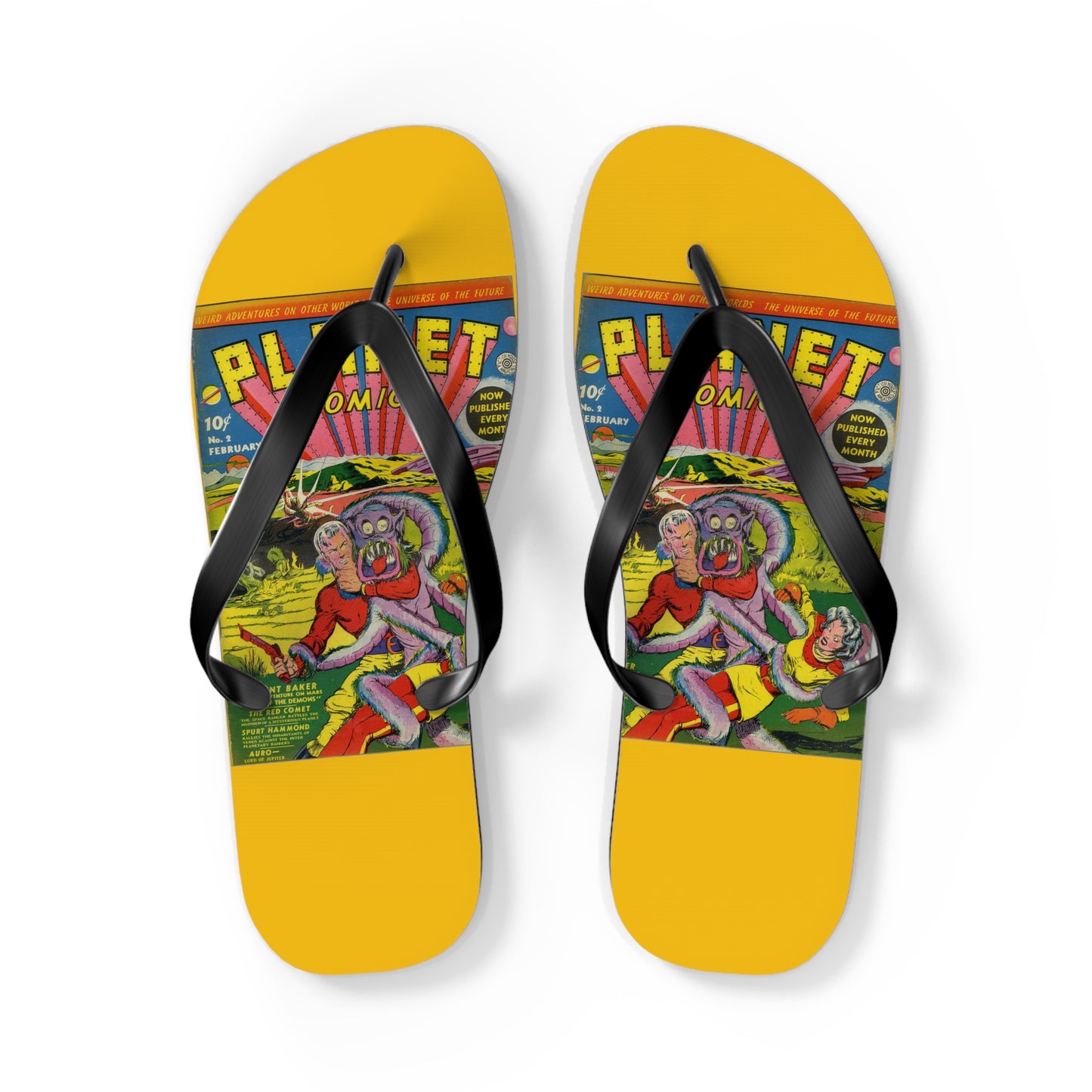 Planet Comics #2 Flip Flops Yellow *Multiple Sizes Available*