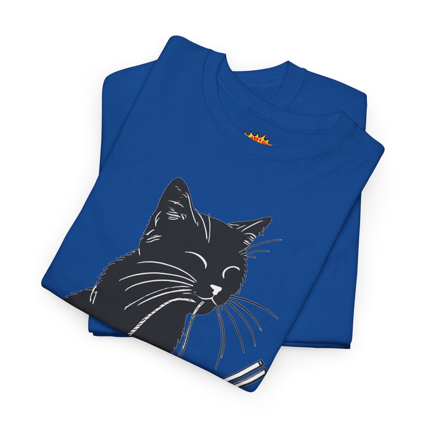 Black Cat w/Noodles Drawing Art Tee Shirt *Multiple Colors*