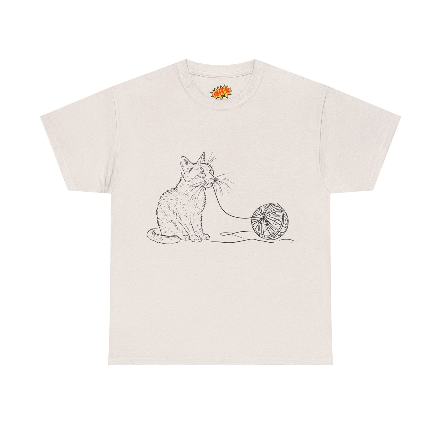 Cat w/Yarn Line Drawing Art Tee Shirt *Multiple Colors*
