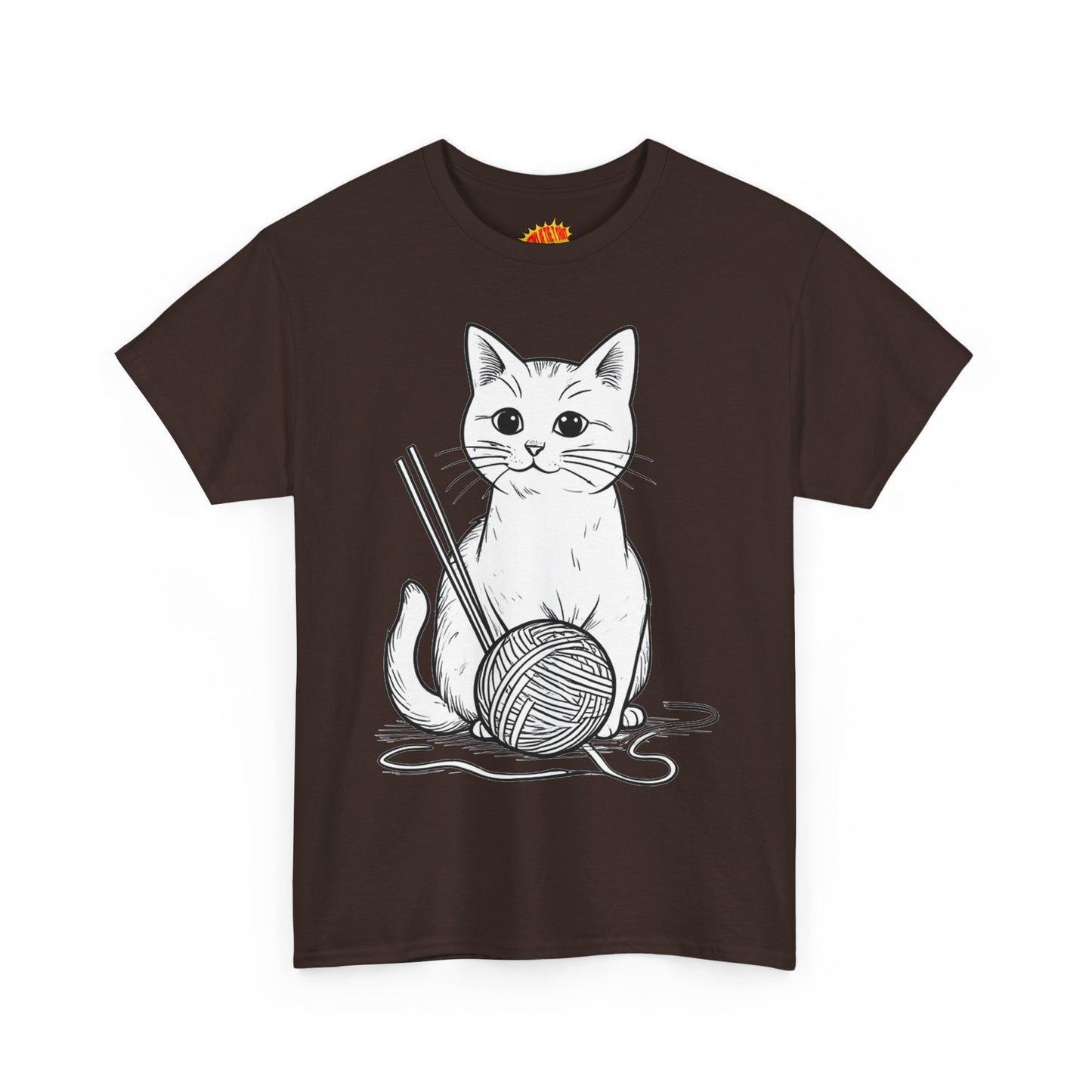 White Cat w/Yarn Ball Art Tee Shirt *Multiple Colors*