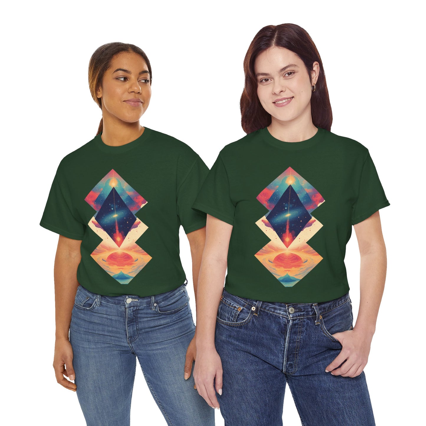 Geometric Shape Galaxy Graphic Space Art Tee Shirt *Multiple Colors*