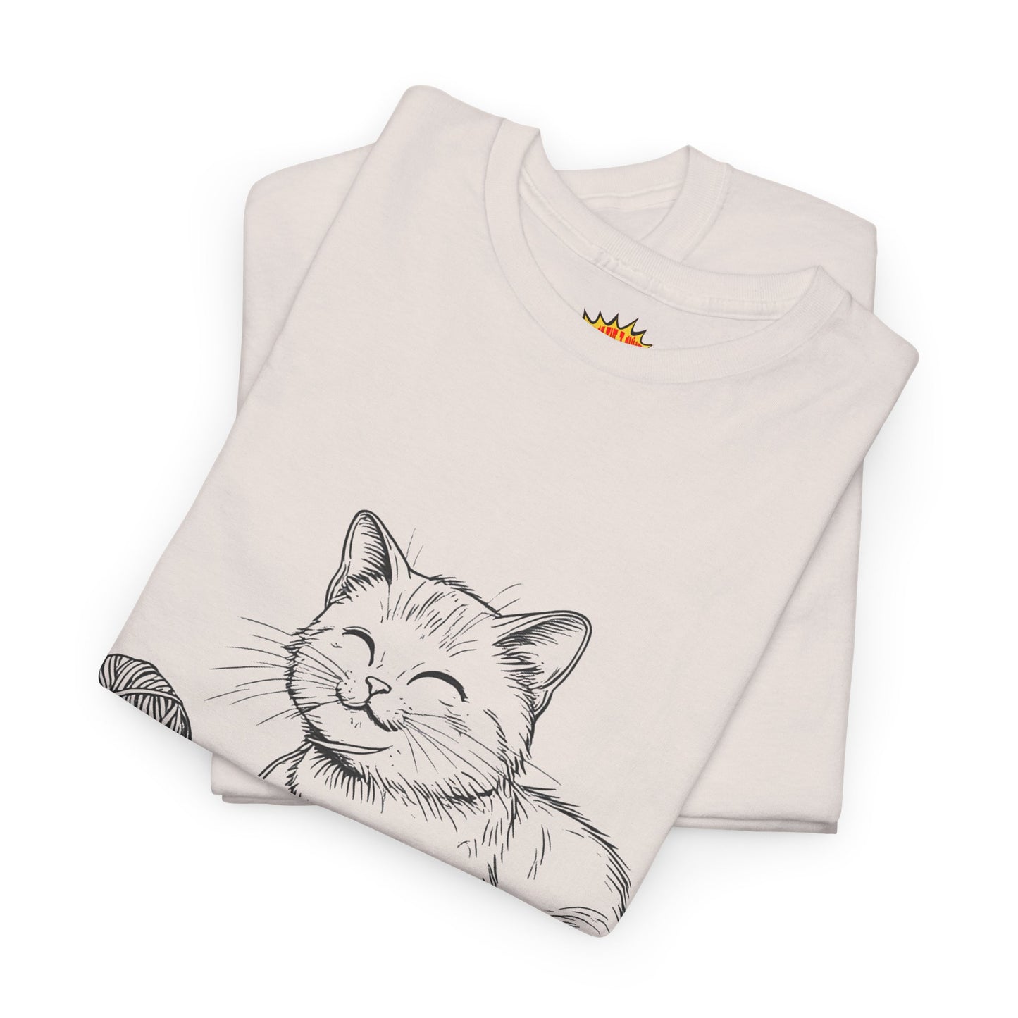 Cat w/Yarn Ball Line Drawing Tee Shirt *Multiple Colors*