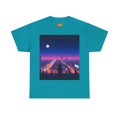 Anime City Full Moon Scene w/Girl & Cats T-Shirt