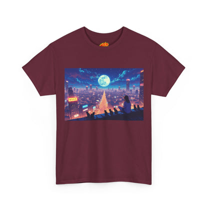 Anime Neon Night Cityscape w/Cats T-Shirt