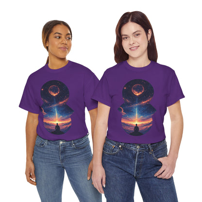 Cosmic Meditation w/Planet Space Graphic Art Tee Shirt