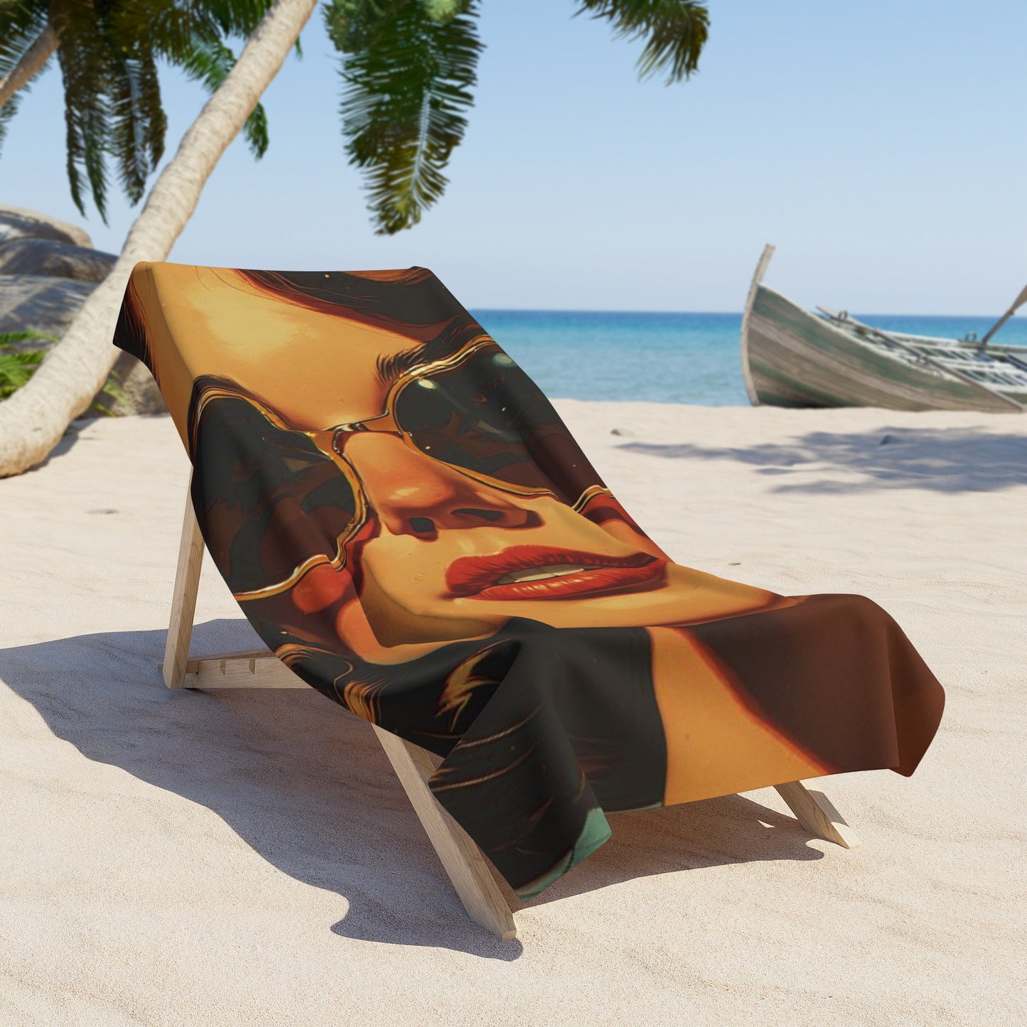 Pop Art Retro Beach Towel | Vintage Style Glamour Model Art Print Towel 2 Sizes