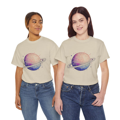 Space Art Ringed Planet Graphic Tee Shirt
