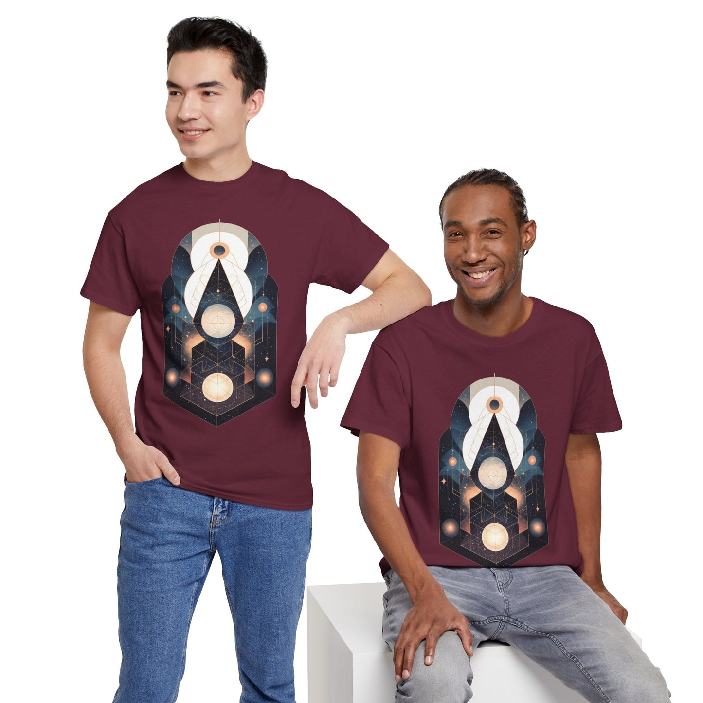 Geometric Space Art Pattern Graphic Tee Shirt *Multiple Colors*