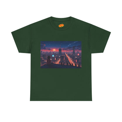 Anime Style City Sunset Scene w/Girl & Cats T-Shirt