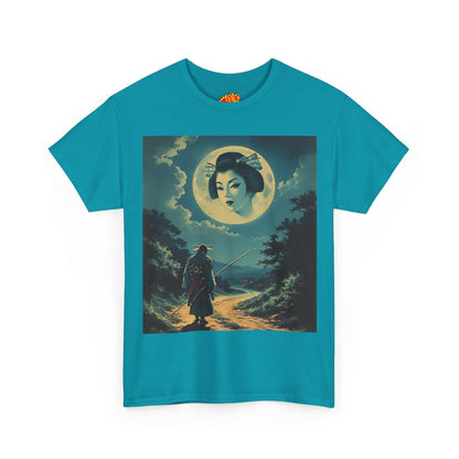 Travelling Samurai w/Full Moon Geisha Woman T-Shirt
