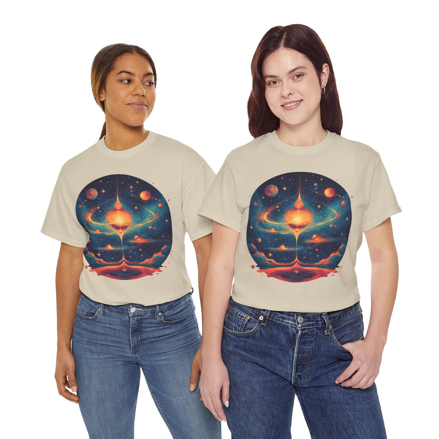 Round Galaxy w/Planets Graphic Tee Shirt *Multiple Colors*