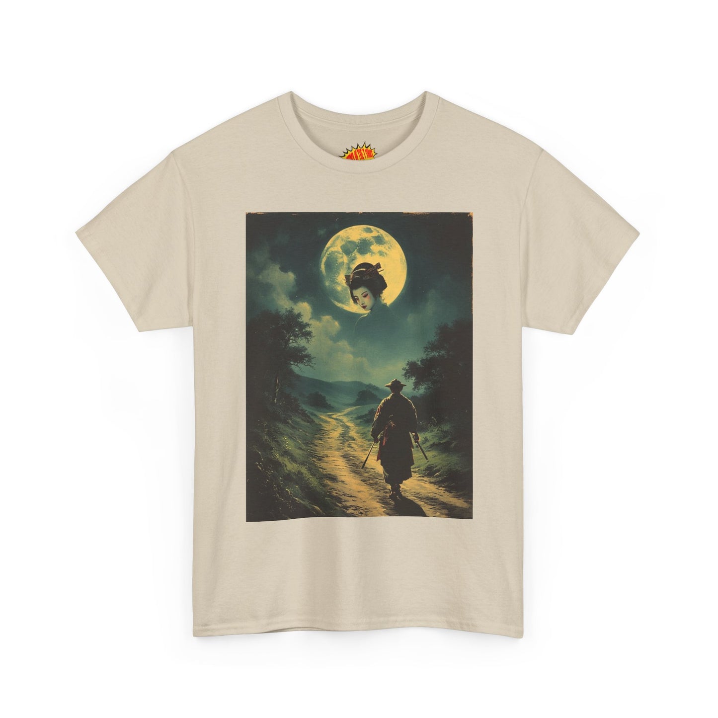 Travelling Samurai w/Moon Geisha Woman T-Shirt *Multiple Colors*