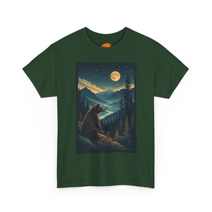 Sitting Grizzly Bear Full Moon Scene T-Shirt