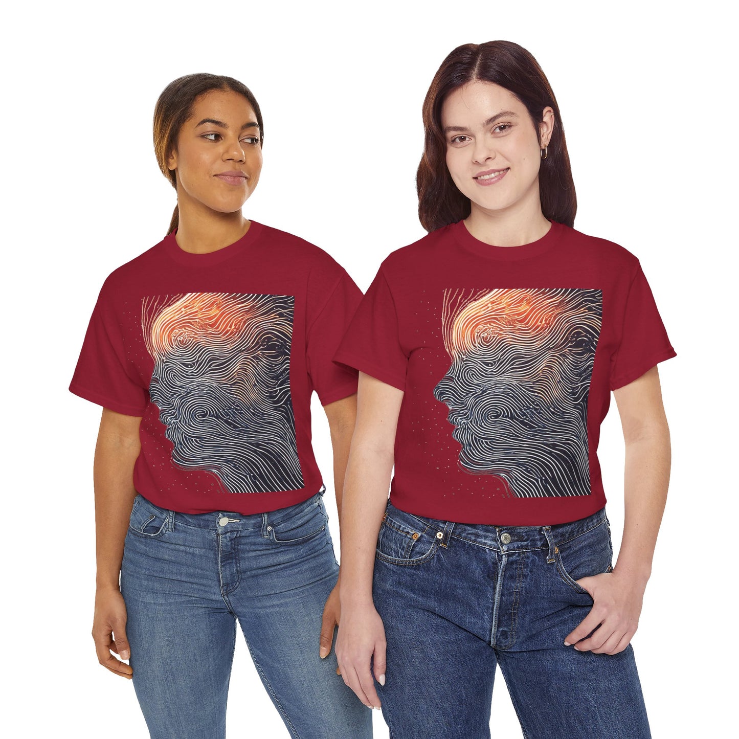Line Drawing Face Graphic Art Tee Shirt *Multiple Colors*