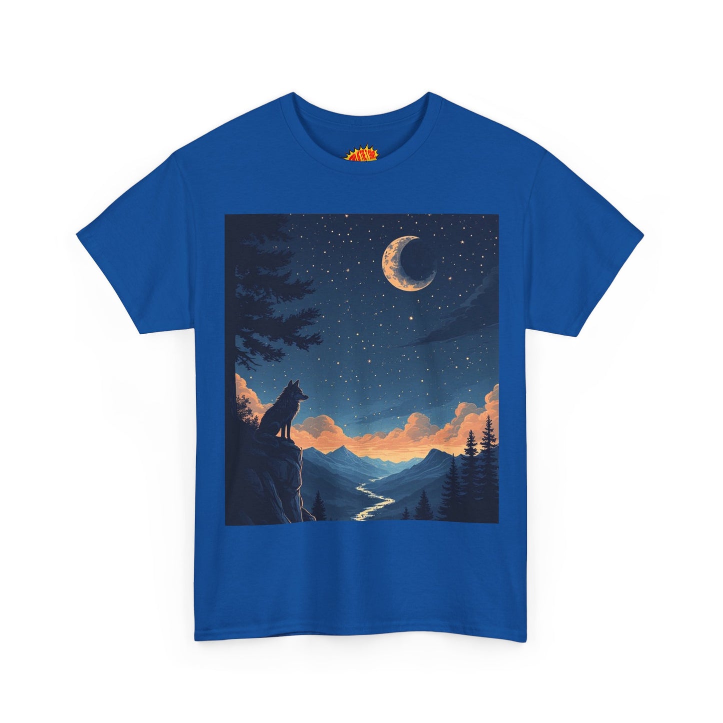 Wolf Silhouette with Sliver Moon Scene T-Shirt *Multiple Colors*