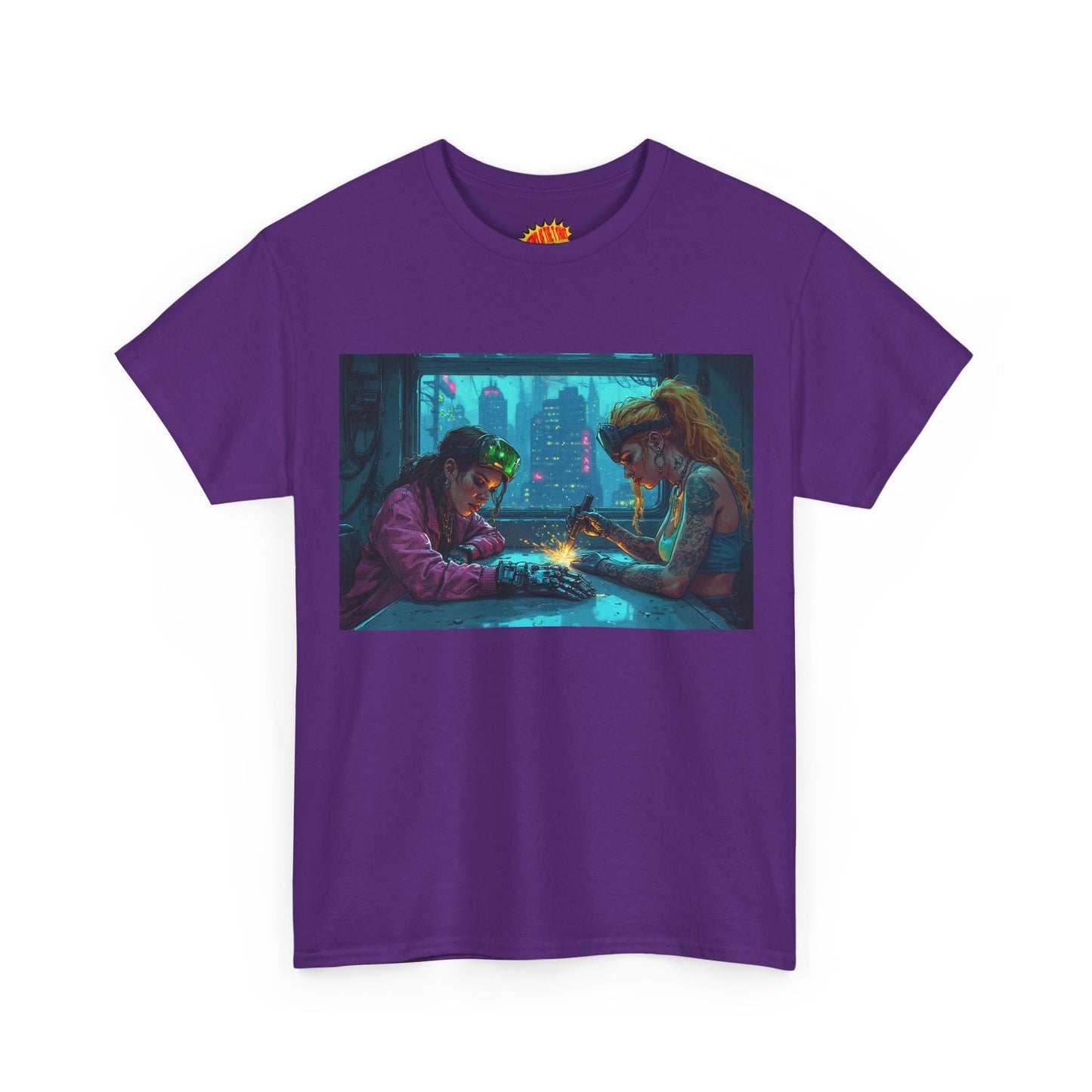 Cyberpunk Ladies Welding Scene T-Shirt *Multiple Colors*