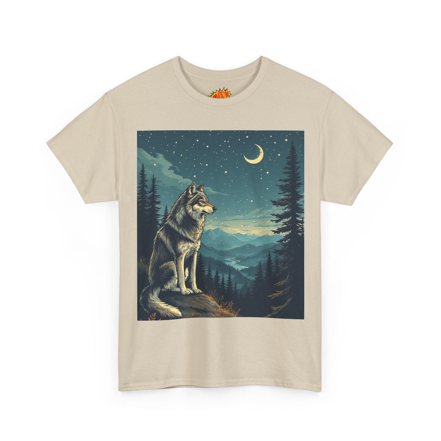 Wolf with Sliver Moon Scene T-Shirt *Multiple Colors*
