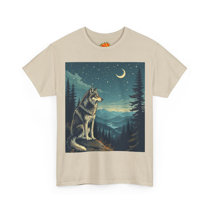 Wolf with Sliver Moon Scene T-Shirt