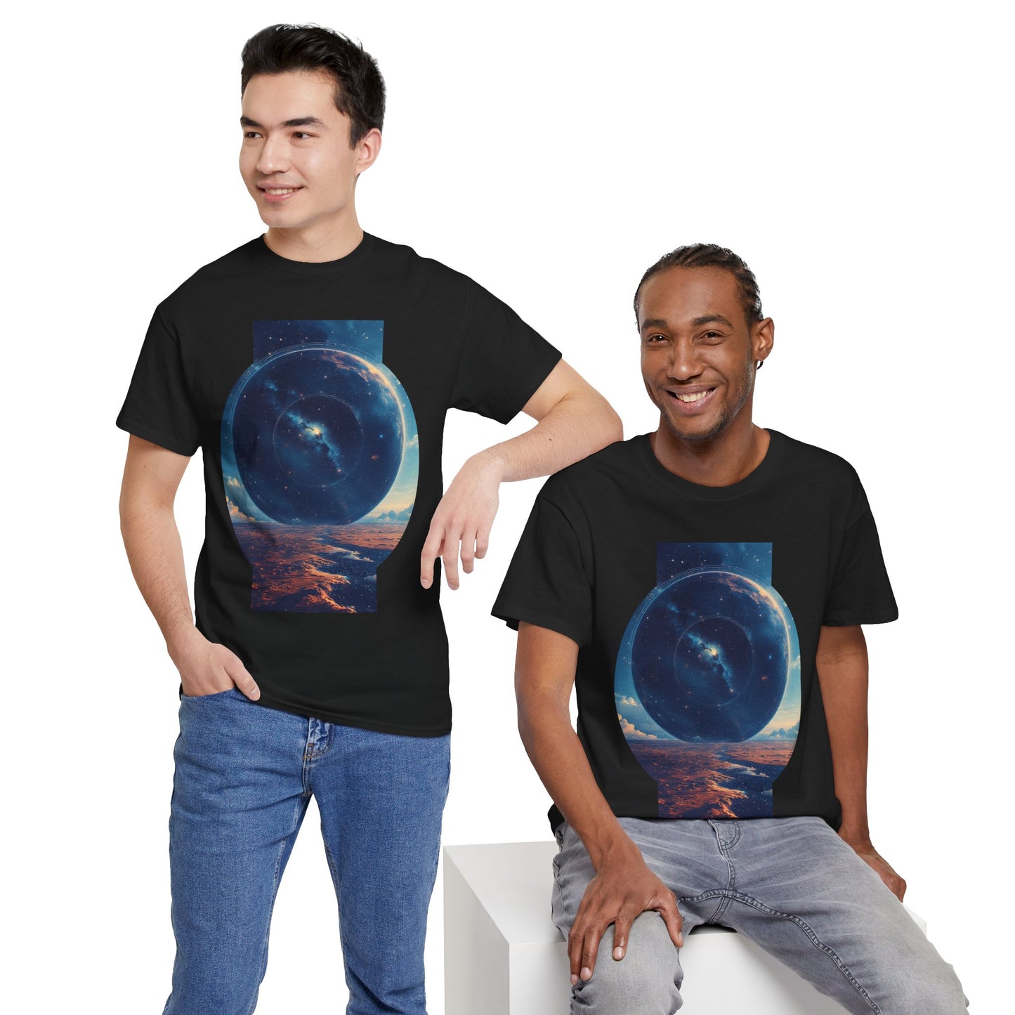 Round Galaxy Space Graphic Art Tee Shirt *Multiple Colors*