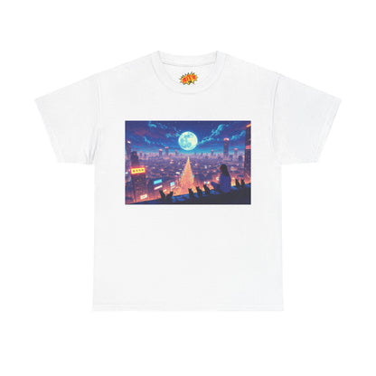 Anime Neon Night Cityscape w/Cats T-Shirt