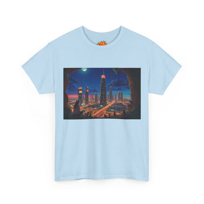 Anime Cityscape Night Scene w/Girl & Cats T-Shirt