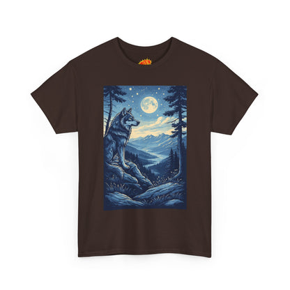 Blue Wolf with Full Moon Scene T-Shirt