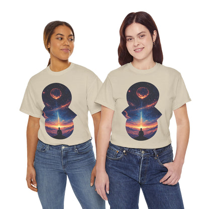 Cosmic Meditation w/Planet Space Graphic Art Tee Shirt