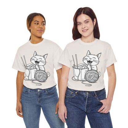 Happy Cat w/Noodles + Yarn Art Tee Shirt