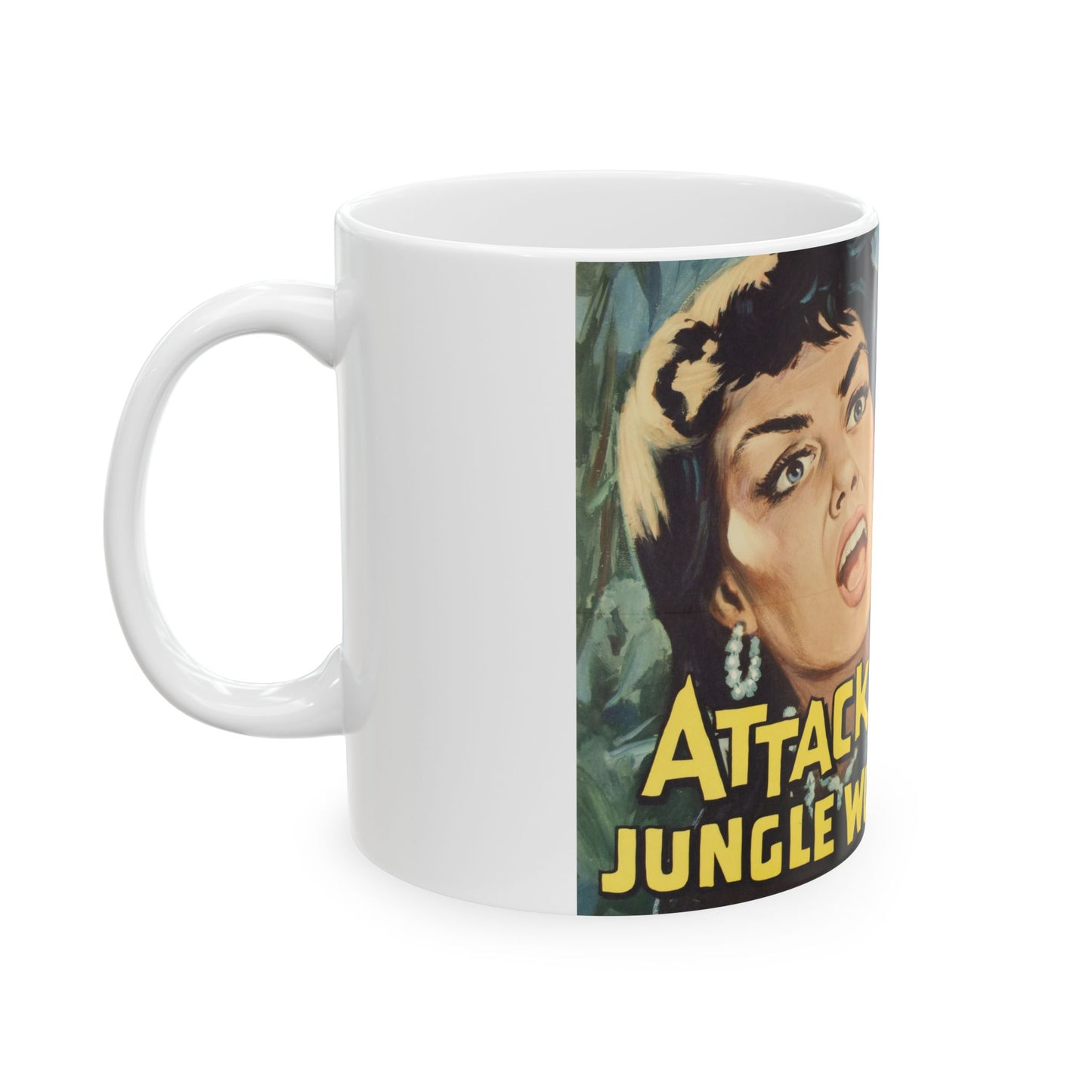 Attack of the Jungle Women Retro Movie Poster Ceramic Coffee Mug