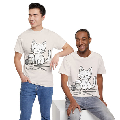 White Cat w/Takeout Yarn Art Tee Shirt