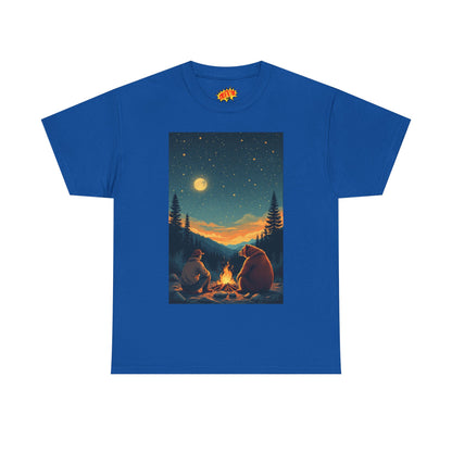 Mountain Man w/ Brown Bear Campfire Scene T-Shirt