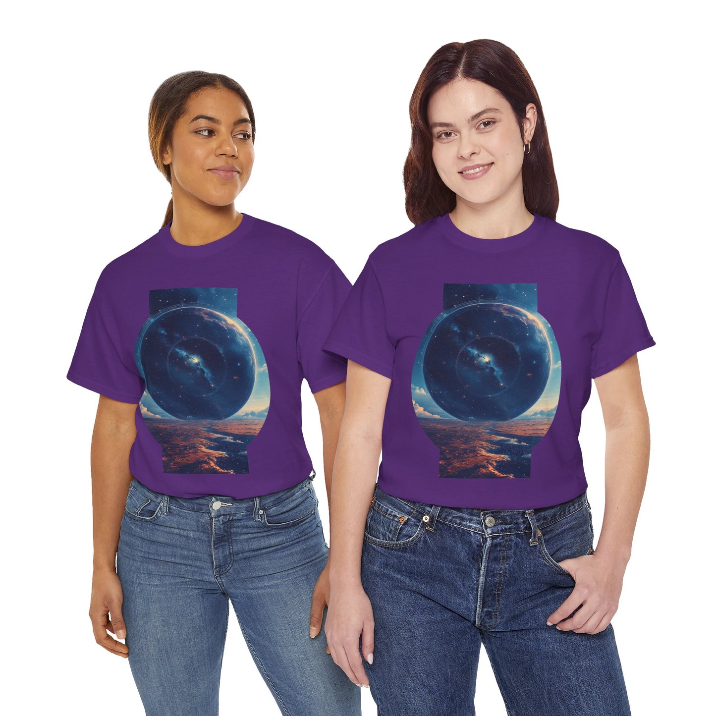 Round Galaxy Space Graphic Art Tee Shirt *Multiple Colors*