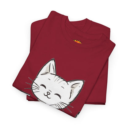 White Cat w/Takeout Yarn Art Tee Shirt